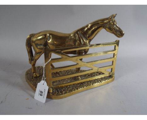 A Heavy Brass Ornament Horse and Gate.