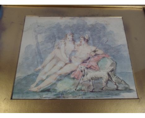 A Framed Erotic Print Shepherd Boy and Girl.