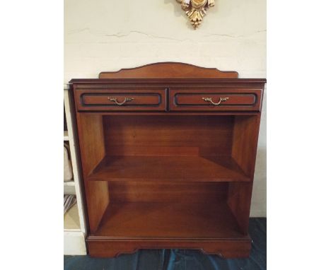 A Modern Two Shelf Open Bookcase with Two Top Drawers.