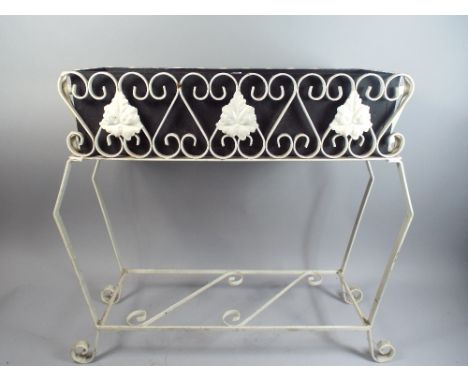 A Wrought Iron White Painted Rectangular Planter.
