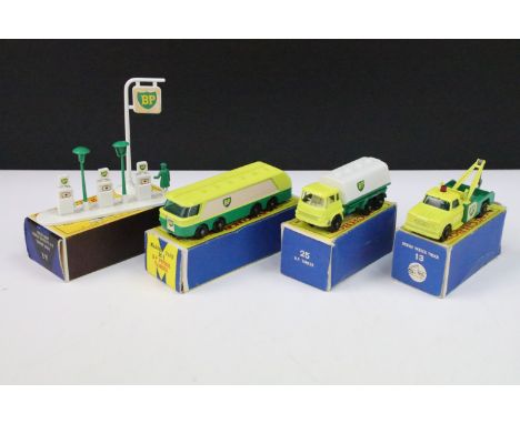 Four boxed Matchbox Lesney BP diecast models to include Major Pack M1 BP Petrol Tanker (diecast vg with minimal paint wear, b