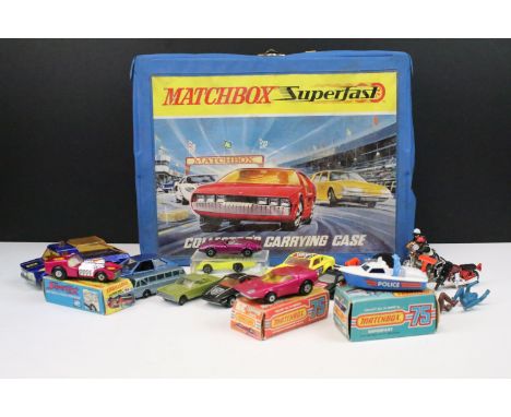 Matchbox Superfast carry case containing 48 playworn mainly Matchbox diecast models to include Matchbox Series and Superfast 