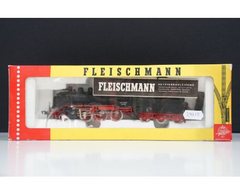 Boxed Fleischmann HO gauge 4140 2-6-0 locomotive in black livery