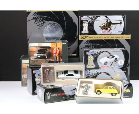 Quantity of eight boxed James Bond 007 diecast models to include 1/24 scale Danjaq Tomorrow Never Dies BMW 750iL, 1/18 scale 