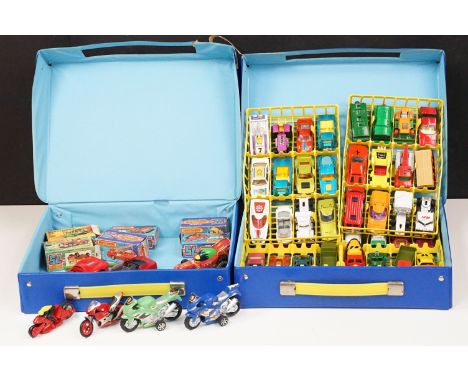 Matchbox Turbo Rennen carry case containing 48 Matchbox diecast models in gd condition to include Superfast &amp; 75 Series, 