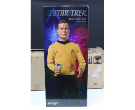 Boxed ltd edn Sideshow Collectibles Star Trek 1/4 scale Captain James T Kirk figure, numbered 0085/1000, appears unopened