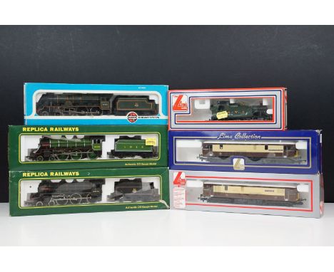 Six boxed OO gauge locomotives to include 2 x Replica Railways (11011 Class B1 BR black OUREBI &amp; 11012 Class B1 LNER gree