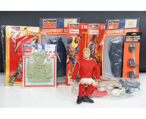 Action Man - Collection of original Palitoy Action Man featuring 1 x figure in Manchester United Kit, sealed Quarter Masters 