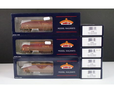 Eight boxed Bachmann OO gauge 37-854 HTA Coal Hopper EWS weather items of rolling stock