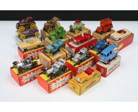 16 Boxed mid 20th C miniature diecast models to include 5 x BenBros Mighty Midget (No 40 Ford Convertible, 25 Spiker, 26 1904