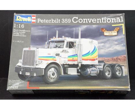 Boxed 1/16 scale Revell Peterbilt 359 Conventional Trucks Of The 1980s plastic model kit, kit No. 07455, box factory sealed a