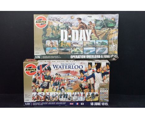 Two boxed Airfix military plastic model kits to include 1/76 scale A50064 D-Day Operation Overlord 6 June 1944 and 1/72 scale