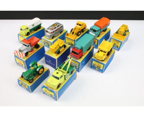 11 Boxed Matchbox 75 Series diecast models to include 44 Refrigerator Truck, 69 Hatra Tractor Shovel, 6 Euclid Quarry Truck, 
