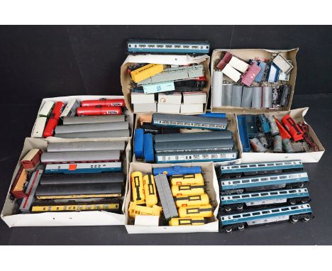 Around 75 OO gauge items of rolling stock to include Triang, Hornby and Lima featuring coaches, wagons, tankers and vans