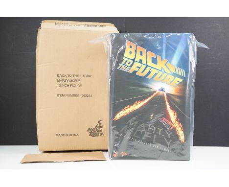 Boxed Hot Toys Movie Masterpiece Back To The Future MMS257 Marty McFly 1/6 scale action figure, in sealed polythene bag and c
