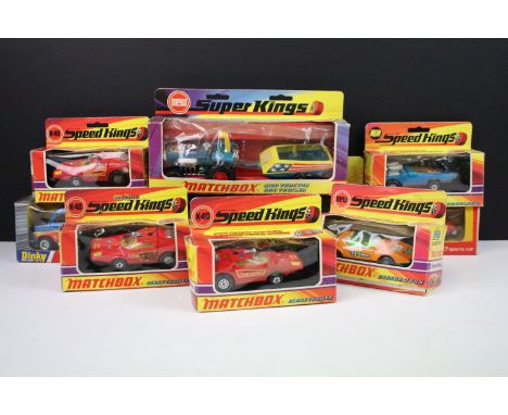Nine boxed diecast models to include 7 x Matchbox (3 x Speed Kings K40 Blaze Trailer, Speed Kings K42 Nissan 270X, Speed King