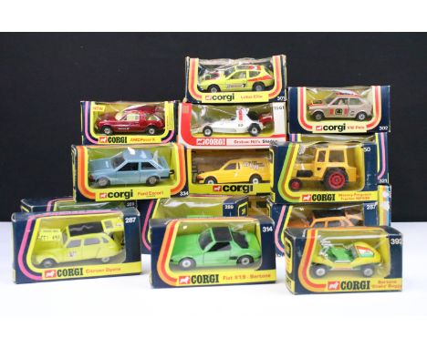 18 Boxed Corgi 1970s / 1980s diecast models to include 1561 Graham Hill's Shadow, 289 Volkswagen Polo, 431 Vantage US Custom 