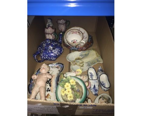 1 BOX OF ASSORTED CHINA (WADES TEAPOT)