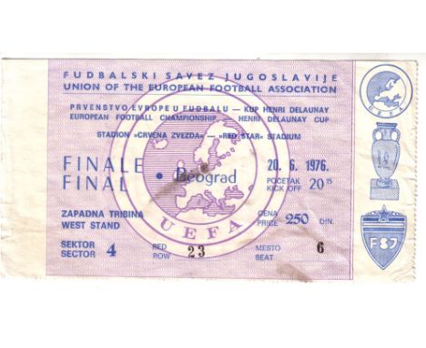 EUROPEAN NATIONS CUO FINAL 1976 Ticket for Czechoslovakia v West Germany in Belgrade European Nations Cup Final, 20th June 19