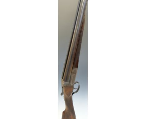 W W Greener 12 bore side by side ejector shotgun with named and engraved locks, chequered grip and forend, single trigger, en