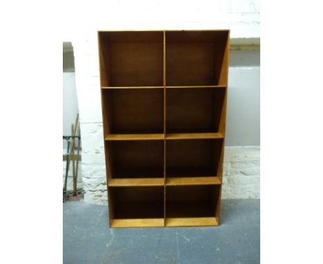 A set of eight wooden cubbyholes/shelf unit, haberdashery or shopfitting interest 