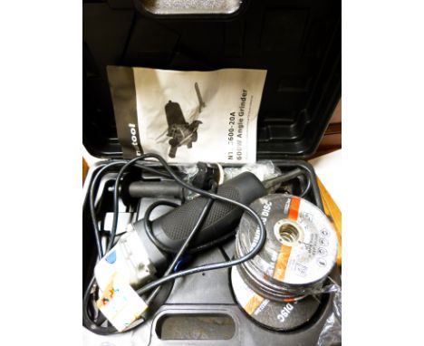 A cased angle grinder 