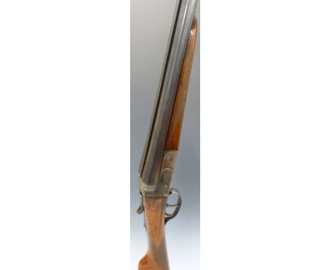 Ignacio Ugartechea Spanish 12 bore side by side ejector shotgun with engraved locks, chequered grip and forend, double trigge