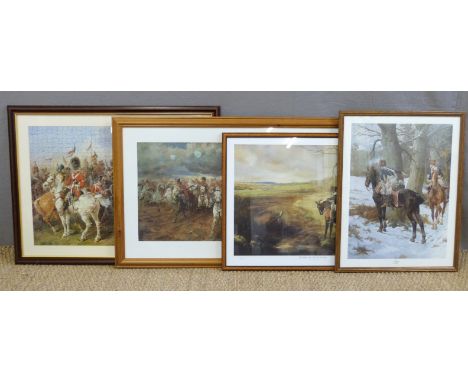 Three military framed prints 'The Vedette of the 13th Light Dragoons' signed by Chris Collingwood limited edition 92/1150, 70