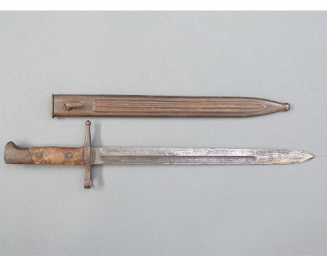 WWI Italian bayonet 1891 Carcano model marked XG2376, in original steel scabbard, blade length 30cm