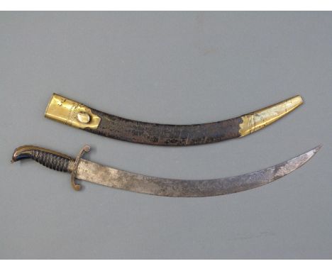 An 18thC British Naval dirk marked G to the 38cm blade, with leather scabbard