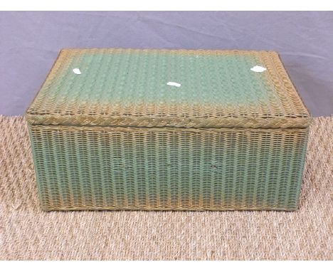 A Lloyd Loom hamper, possibly a prototype never put into production with 'reject' stamped to base, and a Lloyd Loom advertisi