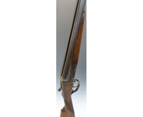AYA Yeoman 12 bore side by side shotgun with chequered grip and forend, double trigger, matte rib, raised forsight and 28 inc