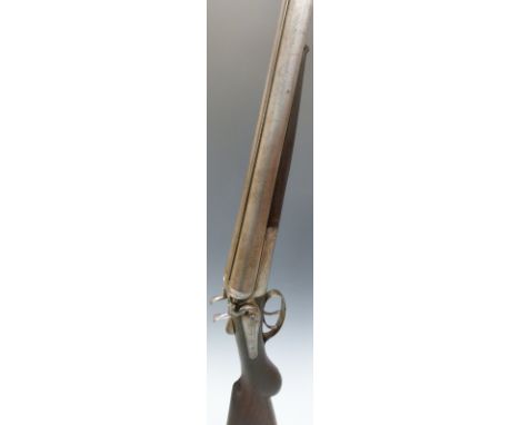 Harris & Edwards of London 12 bore side by side hammer action shotgun with engraved scenes of birds to the locks, stylised ha