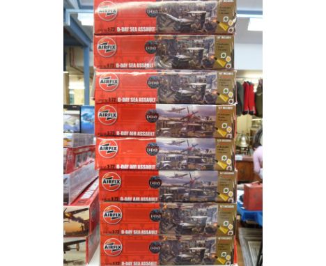 Eight Airfix 1:72 scale model kit sets five D-Day Sea Assault and three D-Day Air Assault, all in original boxes