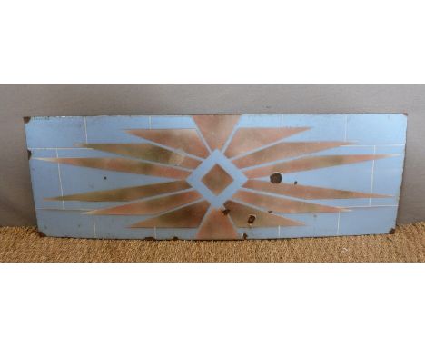 An Art Deco style starburst design enamel sign, 30.5 x 92cm