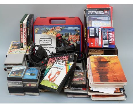 Acetronic MPU1000 vintage games console together with a large quantity of accessories and games, some Sinclair