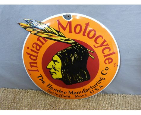 Indian Motorcycle Company, circular enamel sign, diameter 49cm