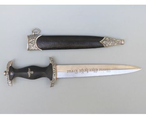 WWII replica Hitler Youth SS dagger, number to blade M7/36 with other inscriptions with scabbard, blade length 22cm