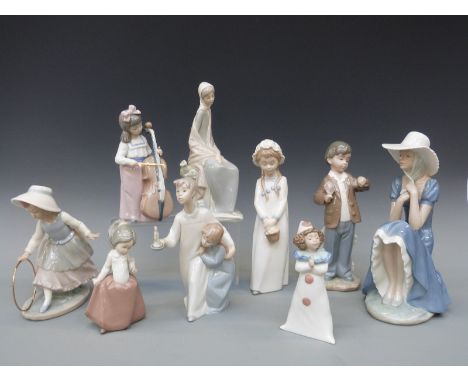 Ten Lladro and Nao figures and five Lladro style figures  