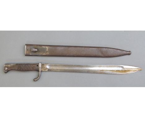 WWI German S98/05 bayonet with steel scabbard, blade length 37cm