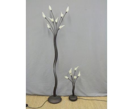 A floor standing lamp and smaller example, tallest 180cm