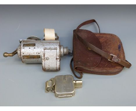 A T.I.M or similar ticket machine, Williamson ticket printer and a leather bag