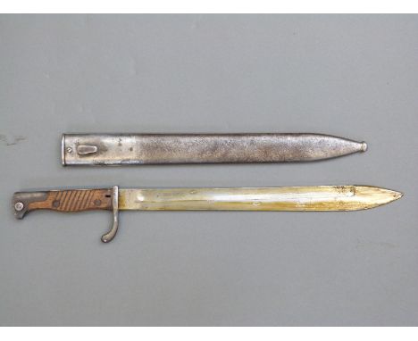 WWI German S98/05 bayonet with steel scabbard marked  'WAFFENFABRIK MAUSER A G BERNDOF a n' to blade, also W17 under crown , 