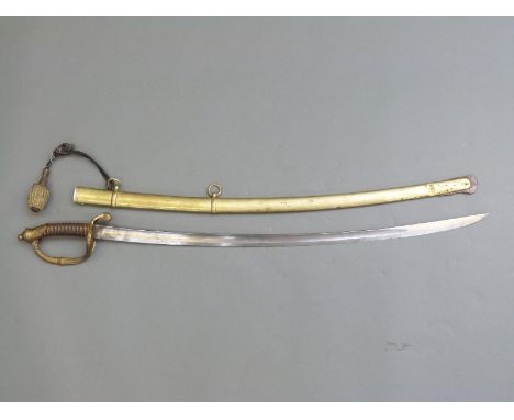 Dutch 1852 pattern Infantry officer's sword with wired tassel and metal scabbard, the 80cm blade marked HNH2 / Utrecht