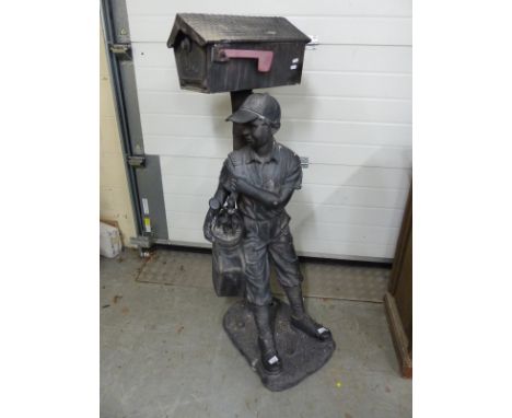 A shop display model of a young golf caddy in old fashioned attire, 115cm tall