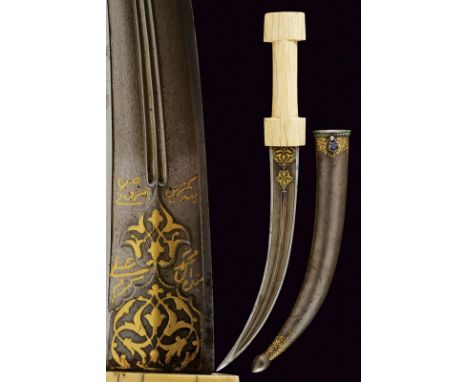 dating: circa 1800 provenance: Turkey, Curved, double-edged blade with double, central groove, in damask, with slightly enlar