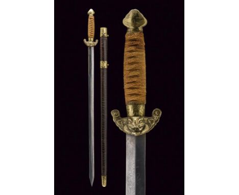 dating: 19th Century provenance: China, Straight, double-edged blade, ribbed in the center, with seven, brass, Taoist disks d