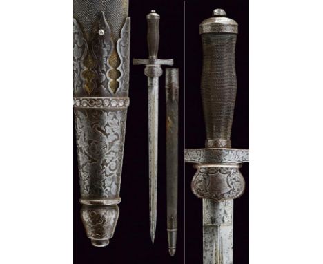 dating: 19th Century provenance: Paris, Straight, double-edged blade, with double fuller in the center (some pitting), engrav