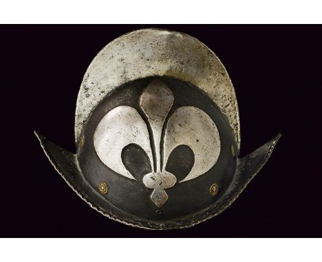 dating: about 1580 provenance: Southern Germany, The skull in two halves, embossed in one piece with a white comb, with file-