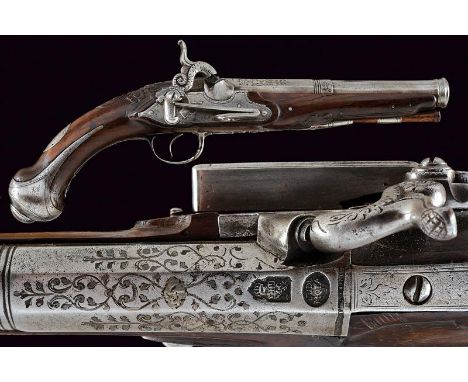 dating: late 18th Century provenance: Spain, Fine, smooth-bore, two-stage, 17 mm cal. barrel, octagonal first part, with two 